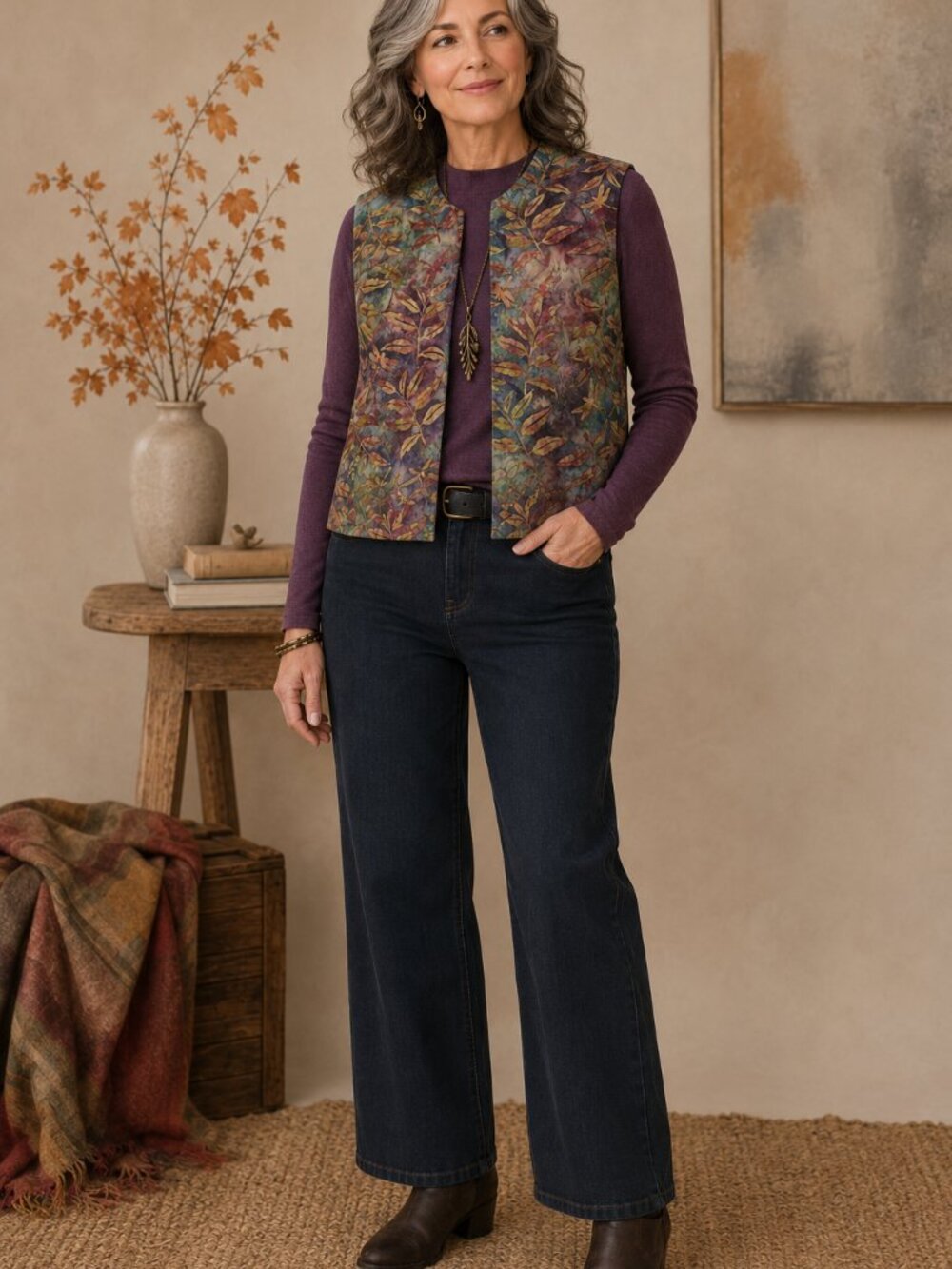 Handmade Reversible Batik Print Quilted Vest Purple Lined Vest.  Est Sz L